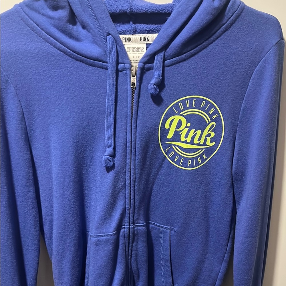 Blue Logo Zip Up Hoodie